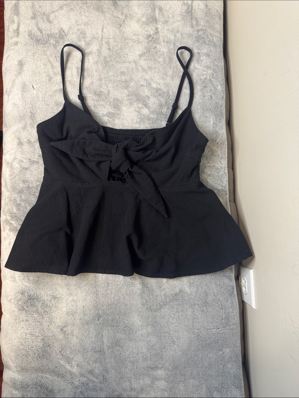 SHEIN Black Tie-Front Peplum Cami Tank Top